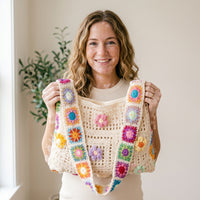 Aly's Floral Square Crochet Tote Bag